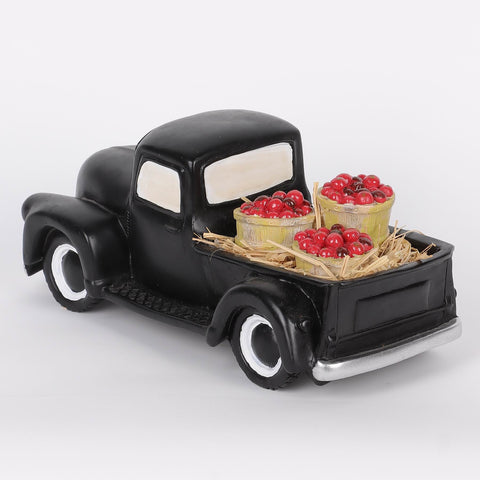 10.5IN HALLOWEEN BLACK TRUCK RESIN DÉCOR