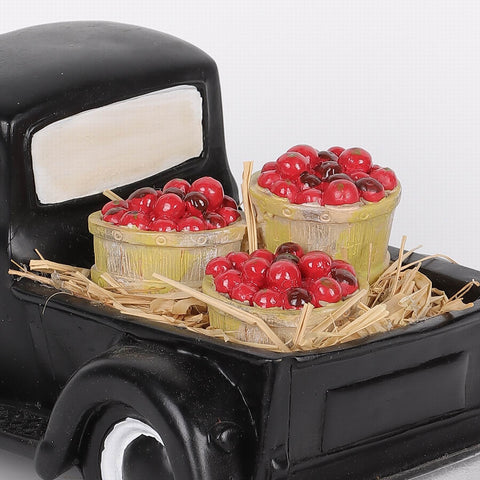 10.5IN HALLOWEEN BLACK TRUCK RESIN DÉCOR