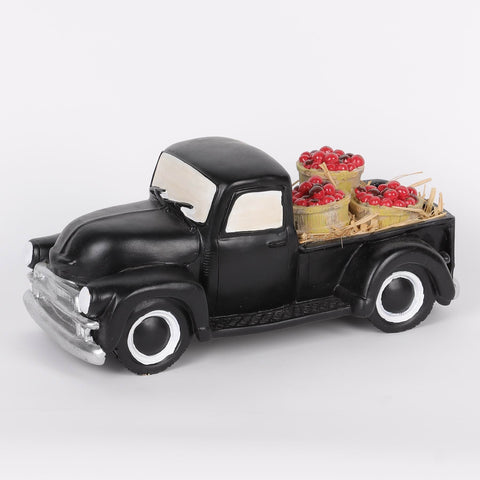 10.5IN HALLOWEEN BLACK TRUCK RESIN DÉCOR