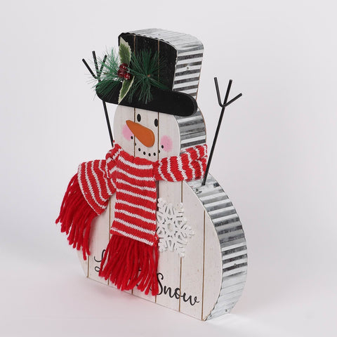 11.75In Christmas Snowman W/Red Scraf Décor