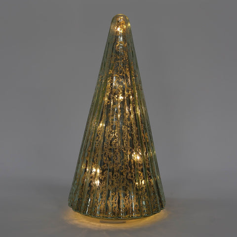 9IN CHRISTMAS LIGHTED GLASS DEOR