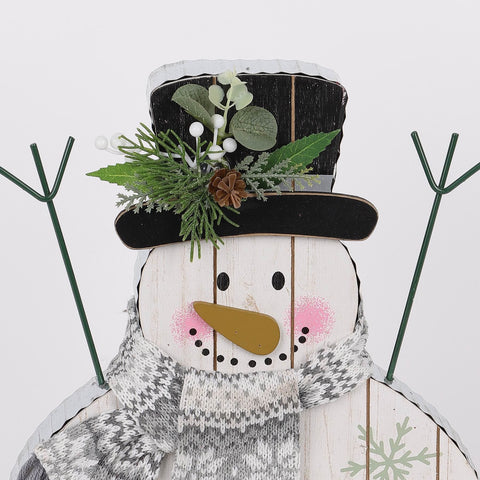 11.75In Christmas Snowman W/Grey Scraf Décor
