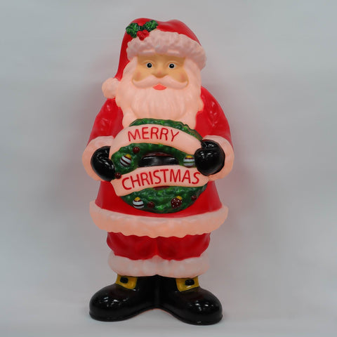 32IN CHRISTMAS LIGHTED SANTA W/WREATH DÉCOR