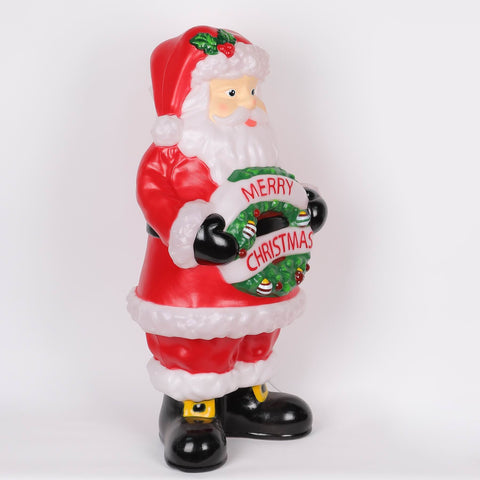32IN CHRISTMAS LIGHTED SANTA W/WREATH DÉCOR