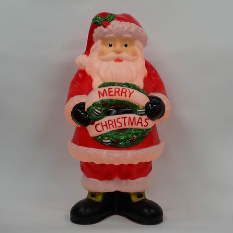 32IN CHRISTMAS LIGHTED SANTA W/WREATH DÉCOR