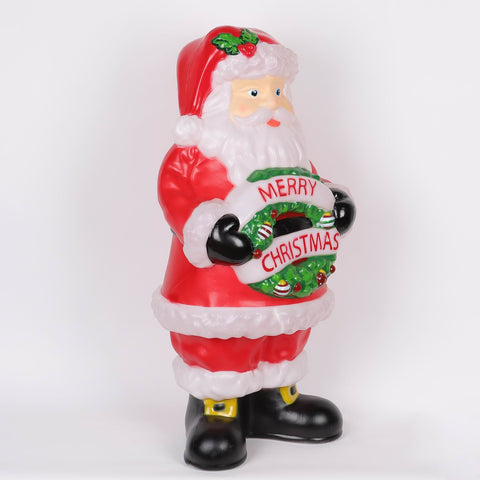 32IN CHRISTMAS LIGHTED SANTA W/WREATH DÉCOR