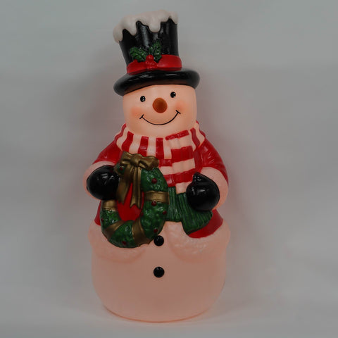 32In Christmas Lighted Snowman W/Wreath Décor
