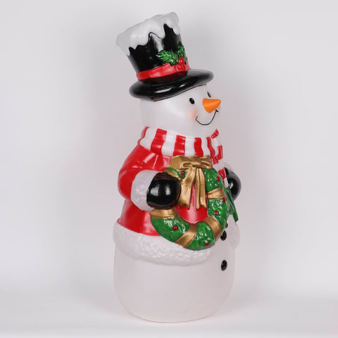 32In Christmas Lighted Snowman W/Wreath Décor