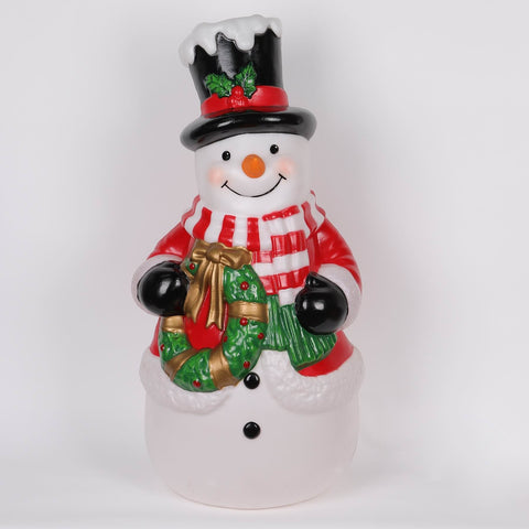 32In Christmas Lighted Snowman W/Wreath Décor