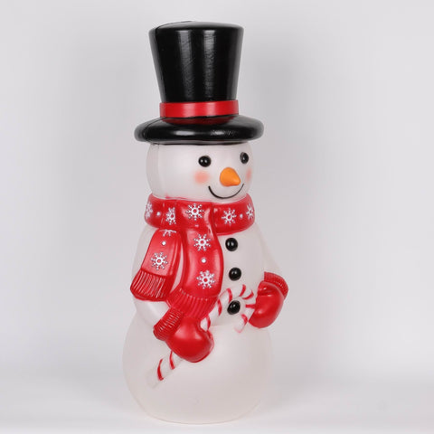 32In Christmas Lighted Snowman W/Candy Cane Décor