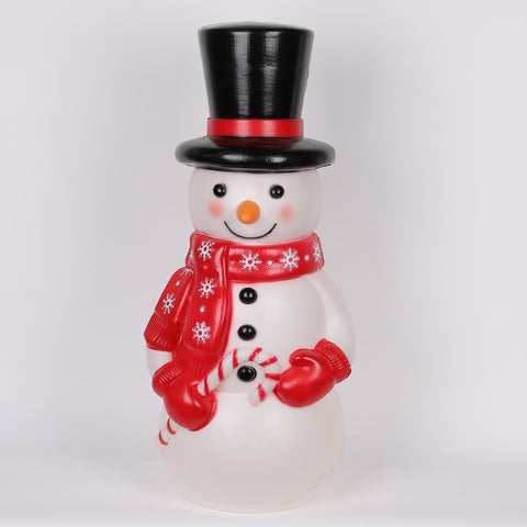 32In Christmas Lighted Snowman W/Candy Cane Décor