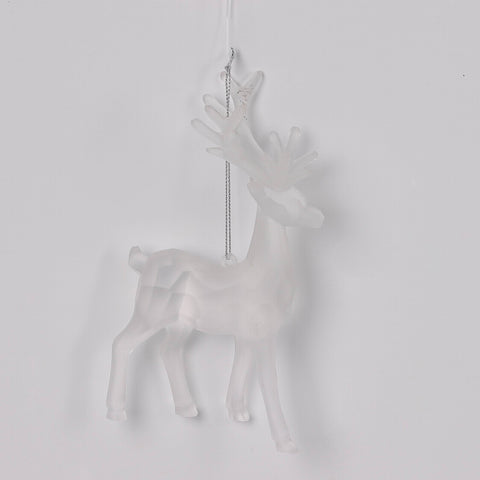 3.5X6X1.25In Matt White Reindeer Ornament