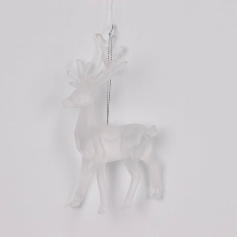 3.5X6X1.25In Matt White Reindeer Ornament