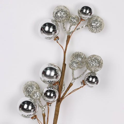 Christmas 24‘’ Silver Berries Pick