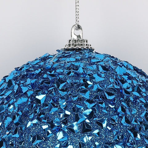 Christmas 4In Blue Glittered Ornament
