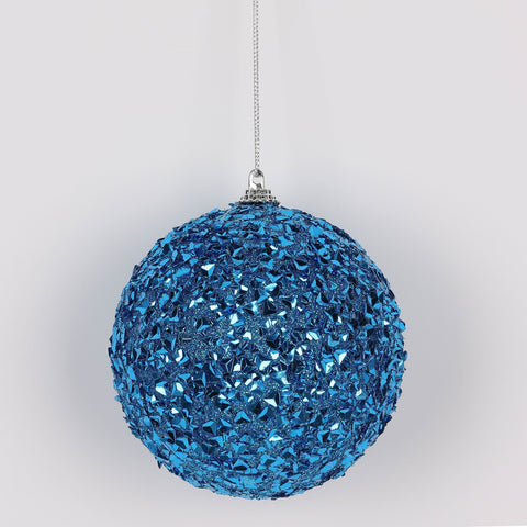 Christmas 4In Blue Glittered Ornament