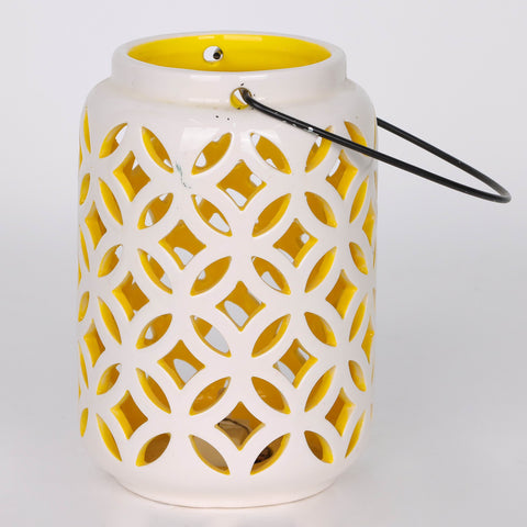 3.5*3.5*5''Wht/Ylw Candle Holder