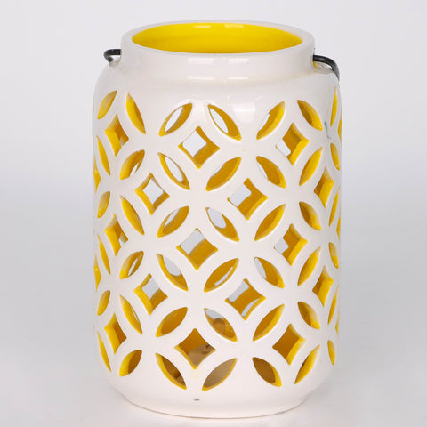 3.5*3.5*5''Wht/Ylw Candle Holder 