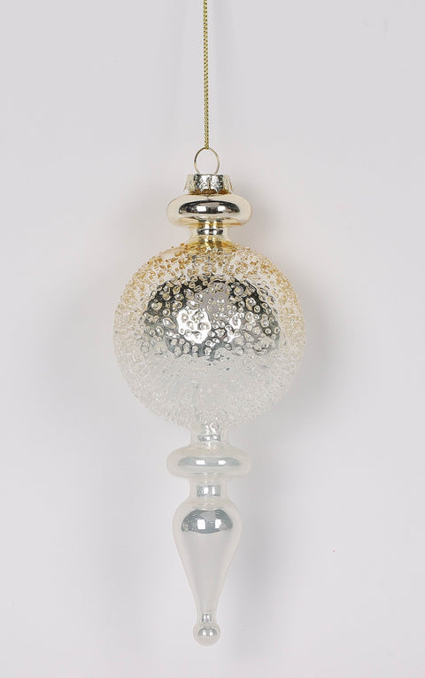 Ensemble de 4pcs 3 x 3 x 7.5"H Ornement de faîteau en verre argenté
