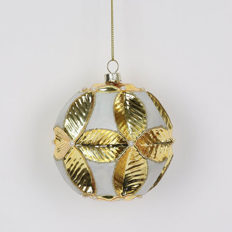 3.75In Gold On White Ornament