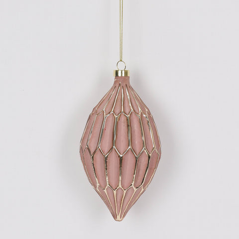 3.25X6.25In Matt Pink Teardrop Ornament