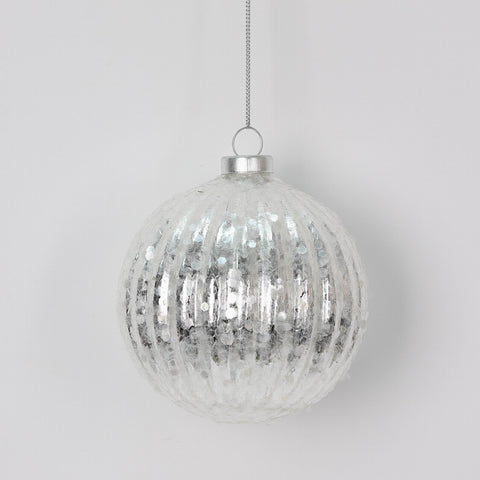 3.75In Silver On White Ornament