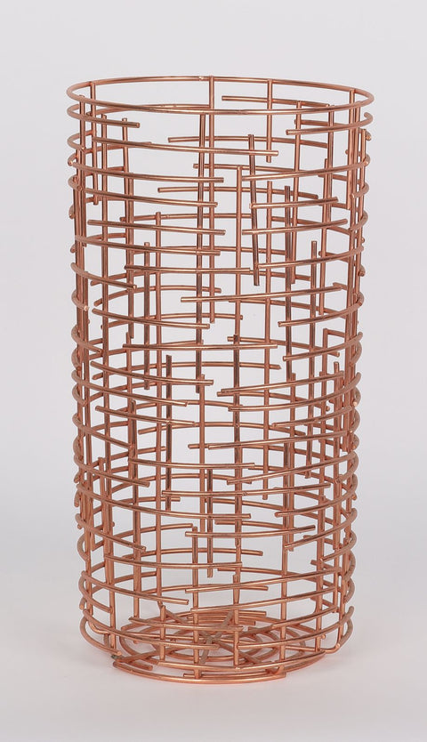 5.5''X5.5"X10.25''Metal W/Cylinder Décor