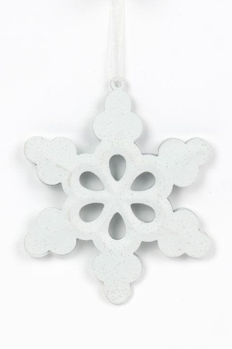 5.75 X 1.25"H Metal White Snowflake Ornament