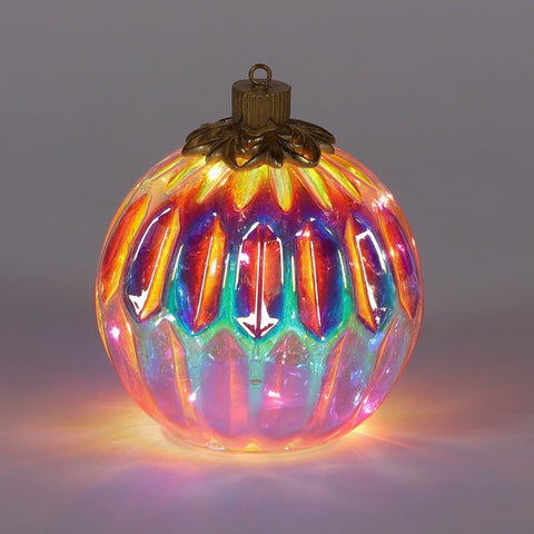 6X7.25 Inch Pink Ball Ornament W/Light Décor