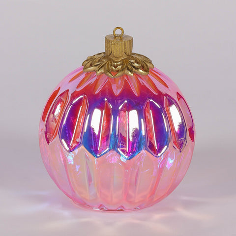 6X7.25 Inch Pink Ball Ornament W/Light Décor