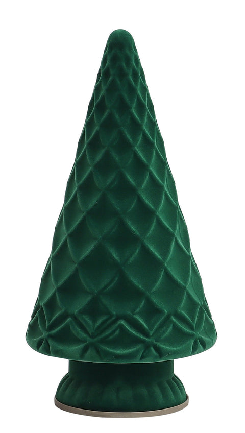 5.25 X 5.25 X 10"H Burgundy/Green/Cream Flocked Tree Decor
