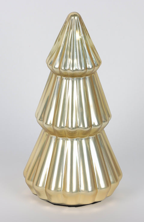 6.5 X 10.25 "H Lighted Matt Gold Plating Glass Tree Decor