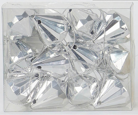 Lot de 2 décorations de Noël en diamant acrylique 12 ct en argent
