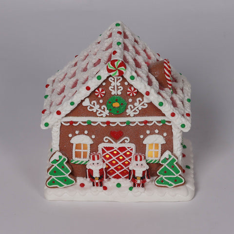 9''H Gingerbread House W/Light Décor