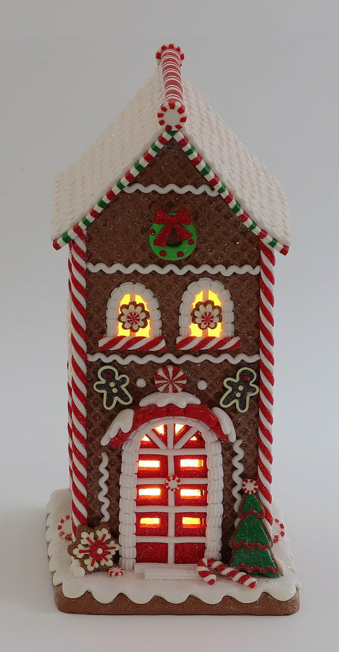 12.5‘’H Gingerbread House W/Light Décor