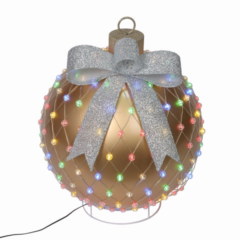 Dia.19"X24"H Pre-Lit Plastic Gold Jumbo Ornament-Led Lighting