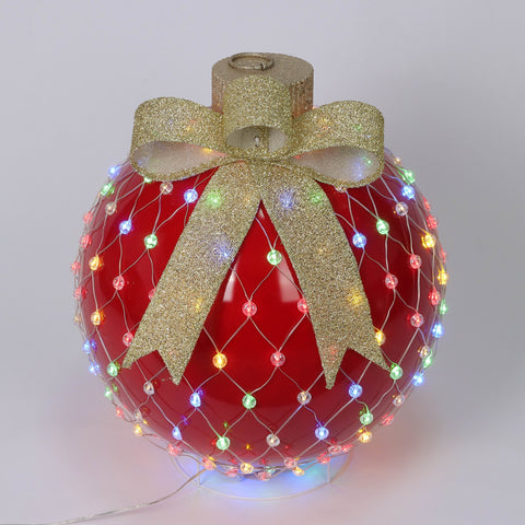 Dia.15"X21"H Pre-Lit Plastic Red Jumbo Ornament-Led Lighting