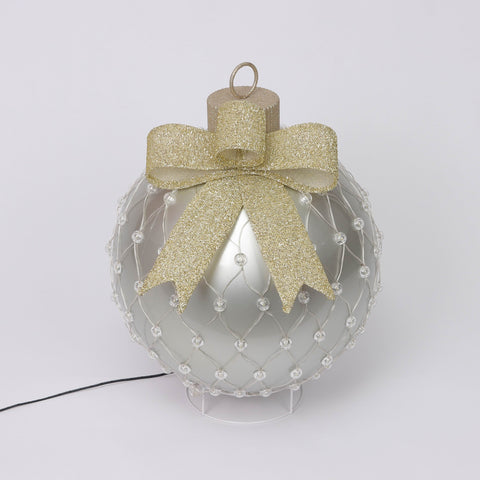 Dia.15"X21"H Pre-Lit Plastic Silver Jumbo Ornament-Led Lighting
