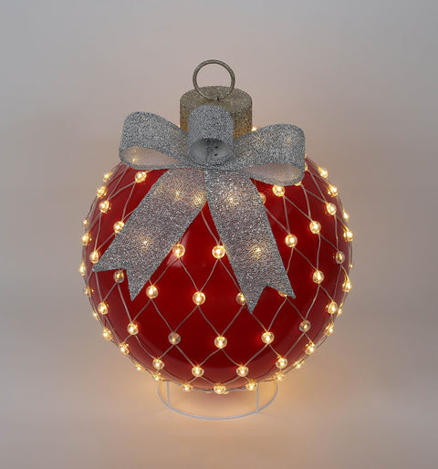 Dia.15"X21"H Pre-Lit Plastic Red Jumbo Ornament-Led Lighting