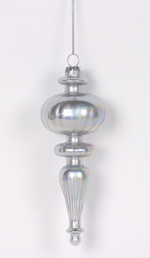 2.25 X 2.25 X 6.5"H Sliver Glass Finial Ornament