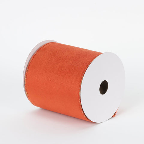 CHRISTMAS 4IN X 5YDS ORANGE VELVET RIBBON