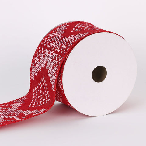 CHRISTMAS 2.5IN X 5YDS RED SCANDINAVIAN PATTERN RIBBON