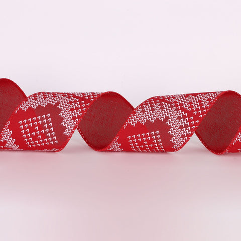 CHRISTMAS 2.5IN X 5YDS RED SCANDINAVIAN PATTERN RIBBON