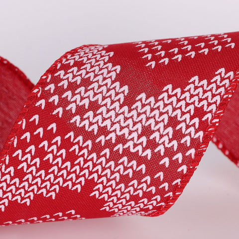 CHRISTMAS 2.5IN X 5YDS RED SCANDINAVIAN PATTERN RIBBON