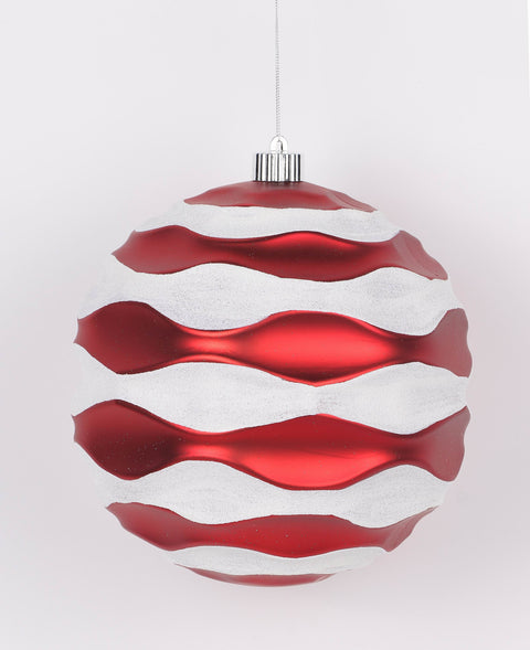 7.88"H Shatterproof Ball Ornament Red/White