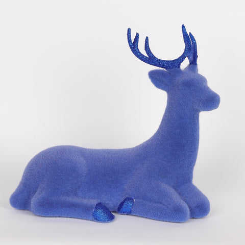 Christmas 11"X6"X9.75"H  Sitting Deer Décor - Blue