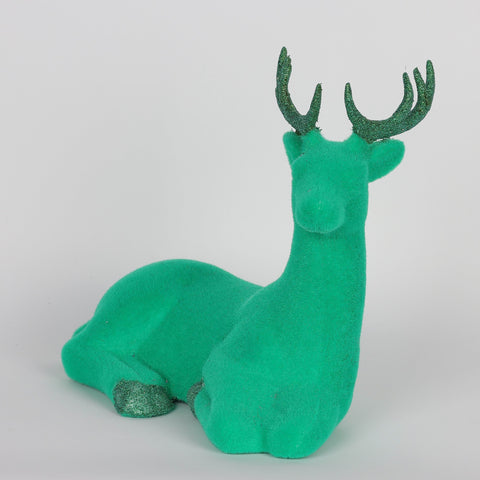 Christmas 11"X6"X9.75"H Sitting Deer Décor - Green