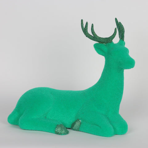 Christmas 11"X6"X9.75"H  Sitting Deer Décor - Green