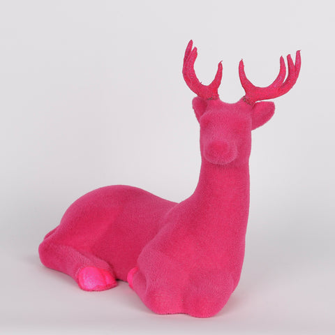 Christmas 11"X6"X9.75"H Sitting Deer Décor - Pink