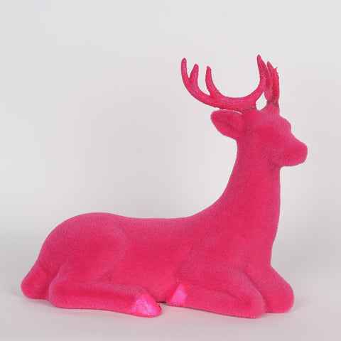 Christmas 11"X6"X9.75"H  Sitting Deer Décor - Pink